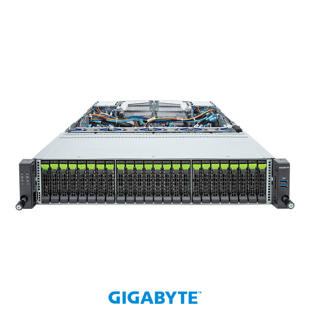 R283-Z96-AAE1 (2 X AMD EPYC 9124 (16C/32T), 16GB DDR5 4800 RDIMM, Vazio)